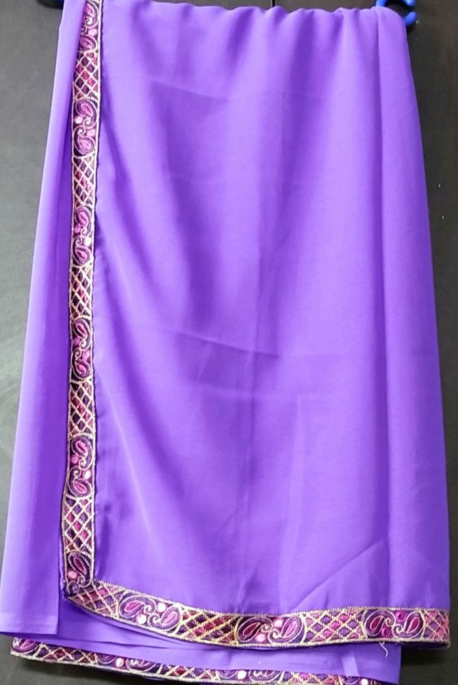 Brand new, lavender plain saree