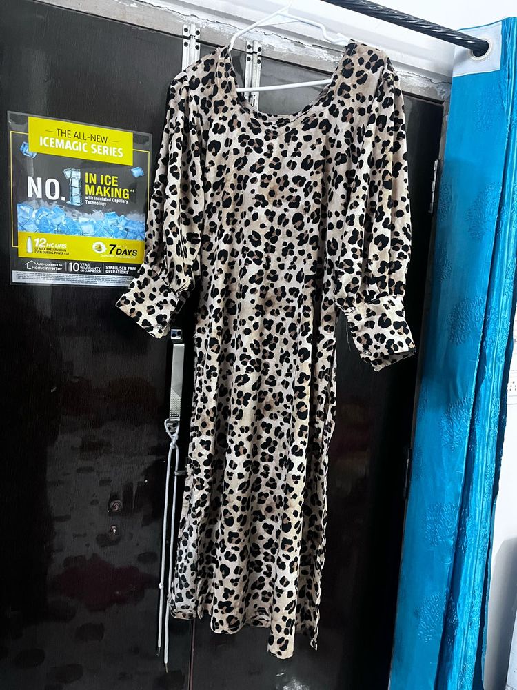 Leopard Print Midi Dress