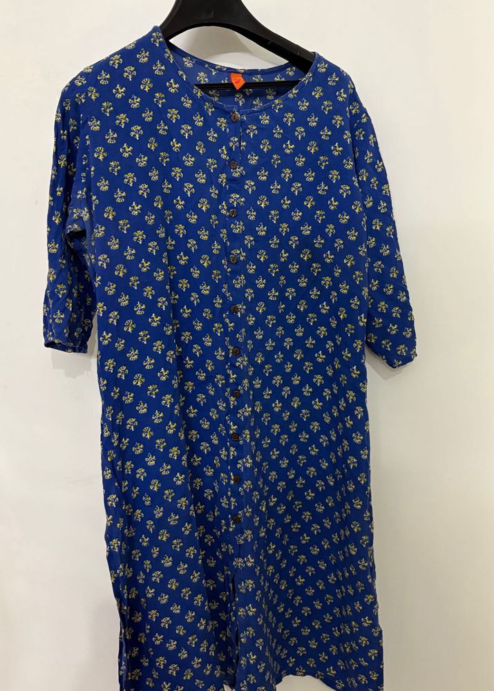Blue Floral Print Kurta