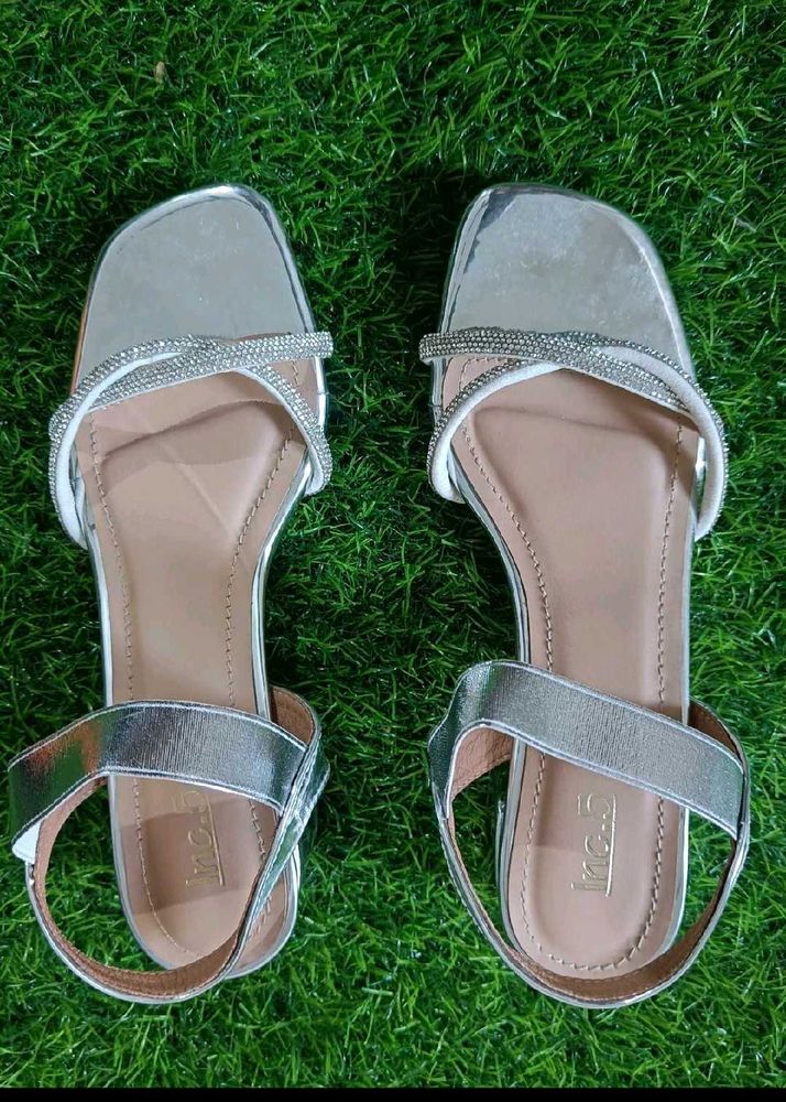 Inc. Sparkling Silver Flat Sandals