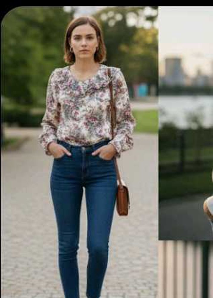 Floral Blouse &amp; Jeans Outfit
