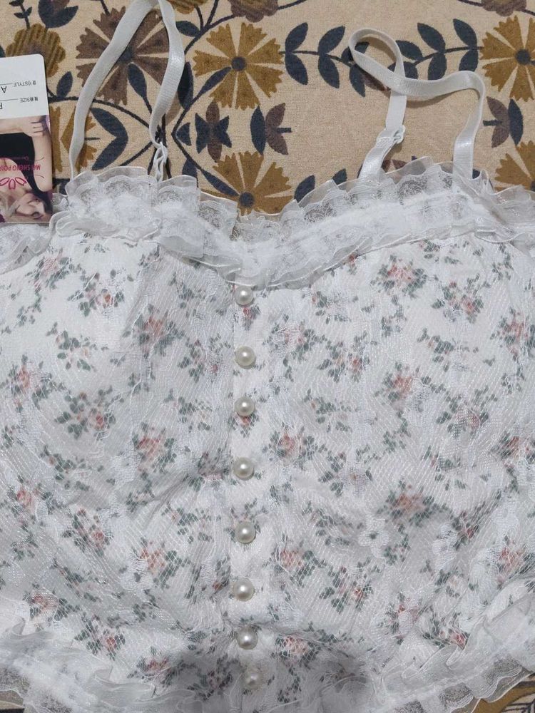 Floral Lace Button-Up Bra