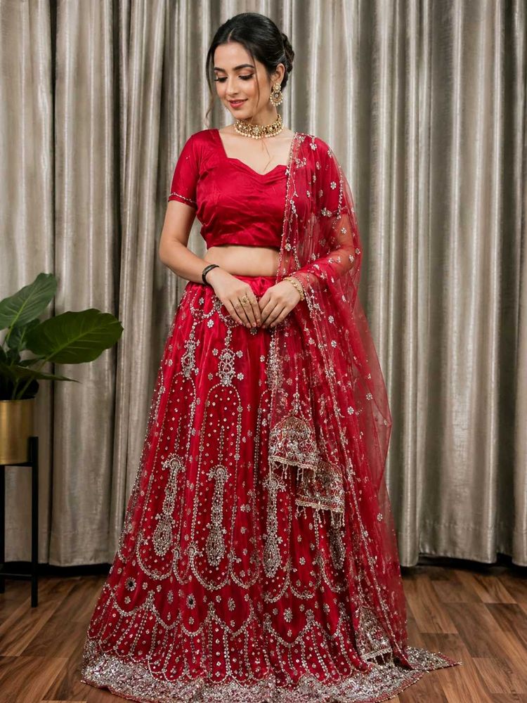 Reddish Maroon Lehenga Choli Set