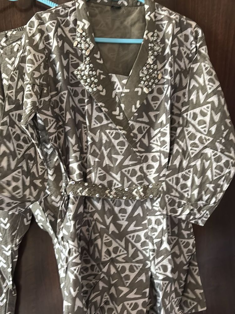Embellished Printed Kurta Set