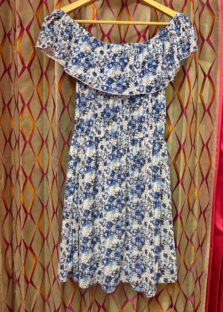 Off-Shoulder Floral Print Mini Dress