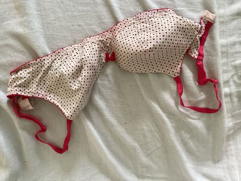 Polka Dot Bra with Pink Trim