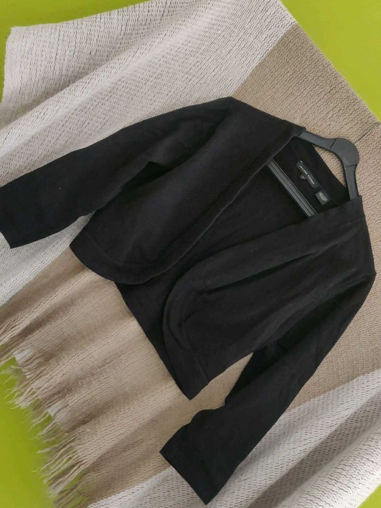 Black Open Front Cardigan