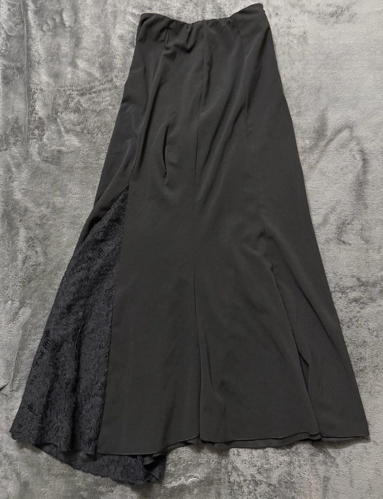 Elegant Black Lace Trim Skirt