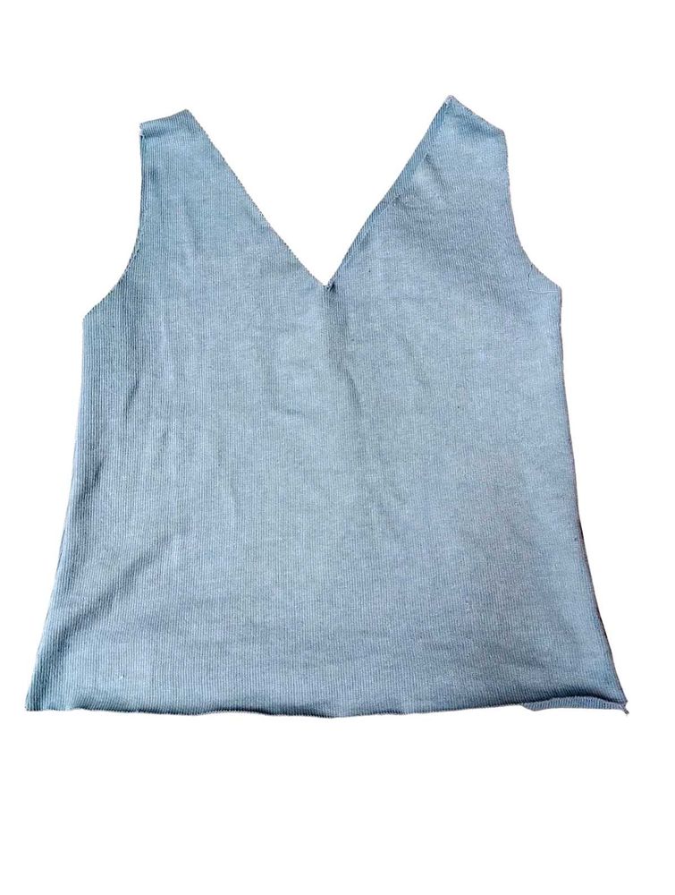 Light Blue V-Neck Sleeveless Top