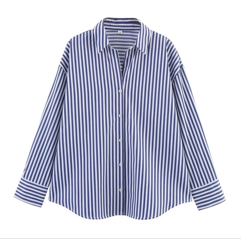 Blue Striped Oversized Shirt