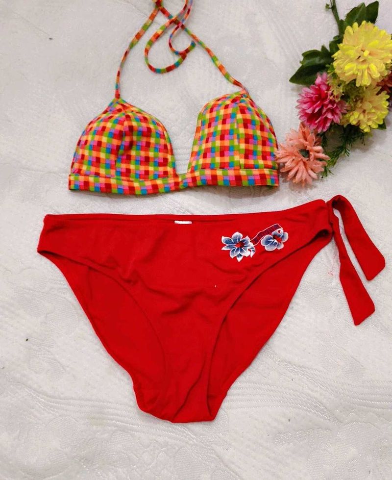 Colorful Plaid Bikini Set