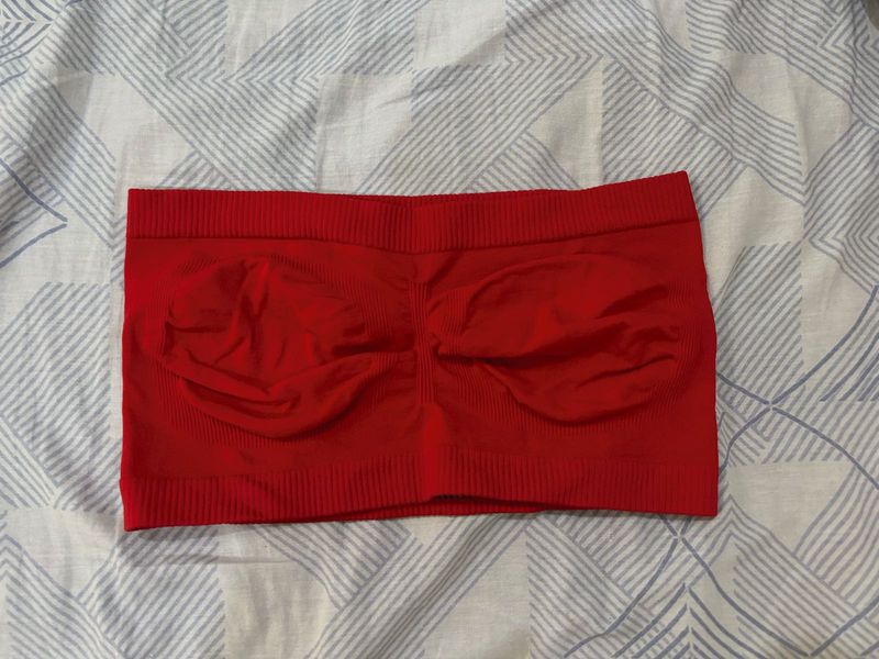 Red Seamless Bandeau Bra