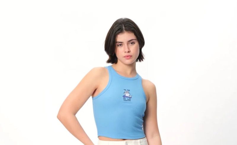 Cute Blue Graphic Tank Top