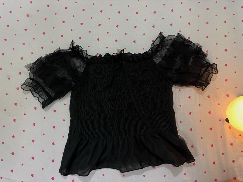 Black Ruffle Top