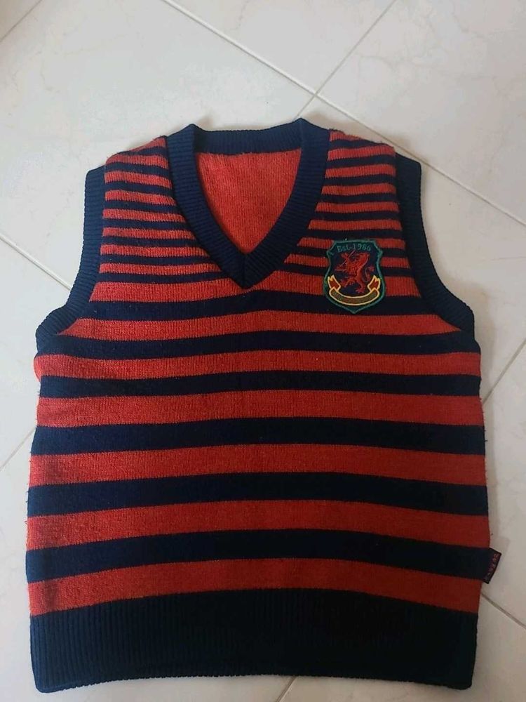 Vintage Striped V-Neck Knit Vest