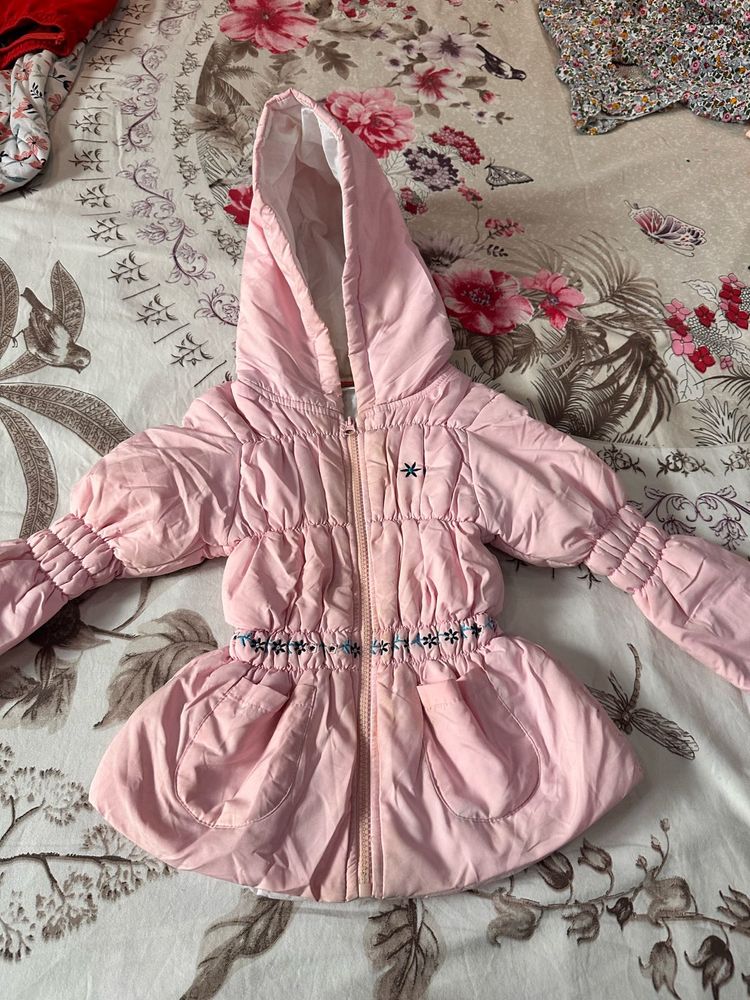Babyhug Cute Pink Padded Jacket with Hood