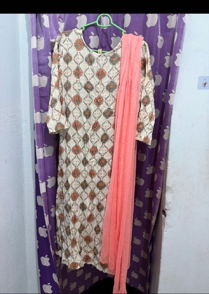 Elegant Printed Kurta with Dupatta Set