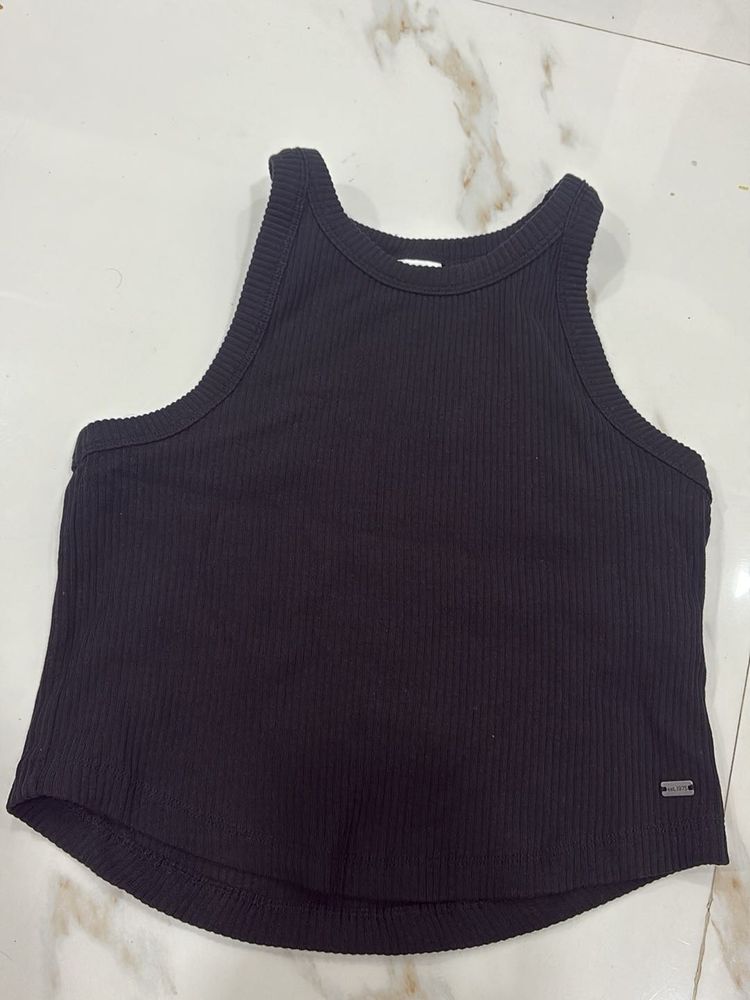 Zara Black Ribbed Racerback Tank Top