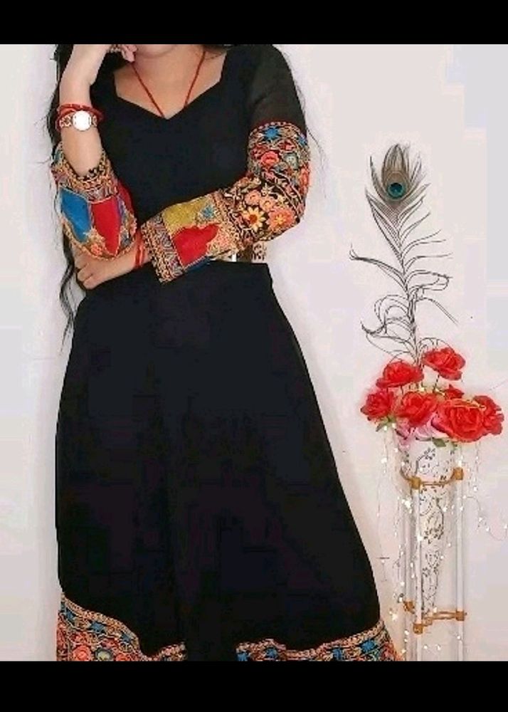 Embroidered Black Gown
