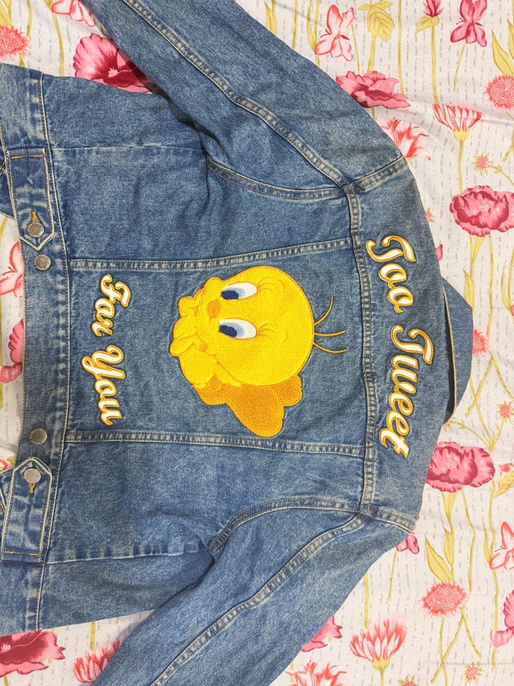 H&amp;M Tweety Denim Jacket "Too Sweet For You"