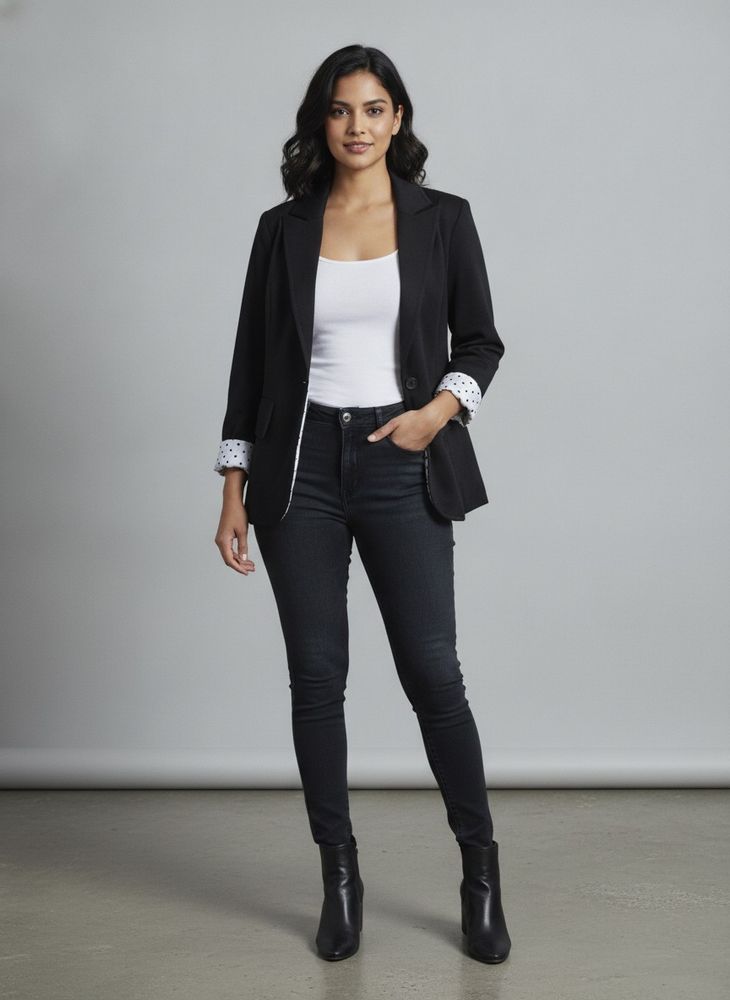 Black Blazer with Polka Dot Lining