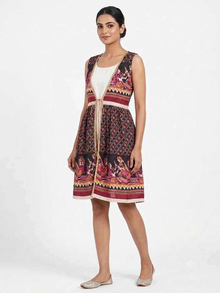 Stylish Ethnic Sleeveless Jacket Kurta Set