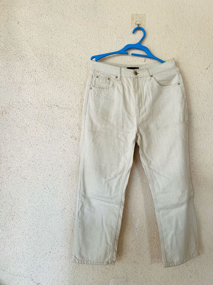 Classic Beige Straight Leg Jeans