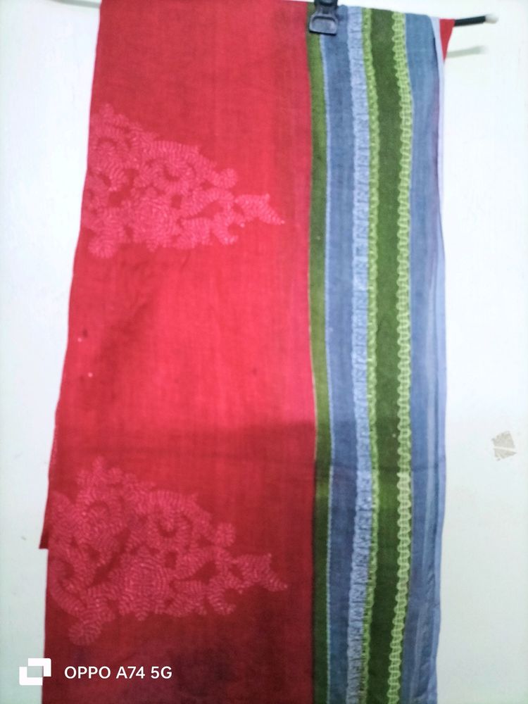 Pure Cotton Red Printed Dupatta