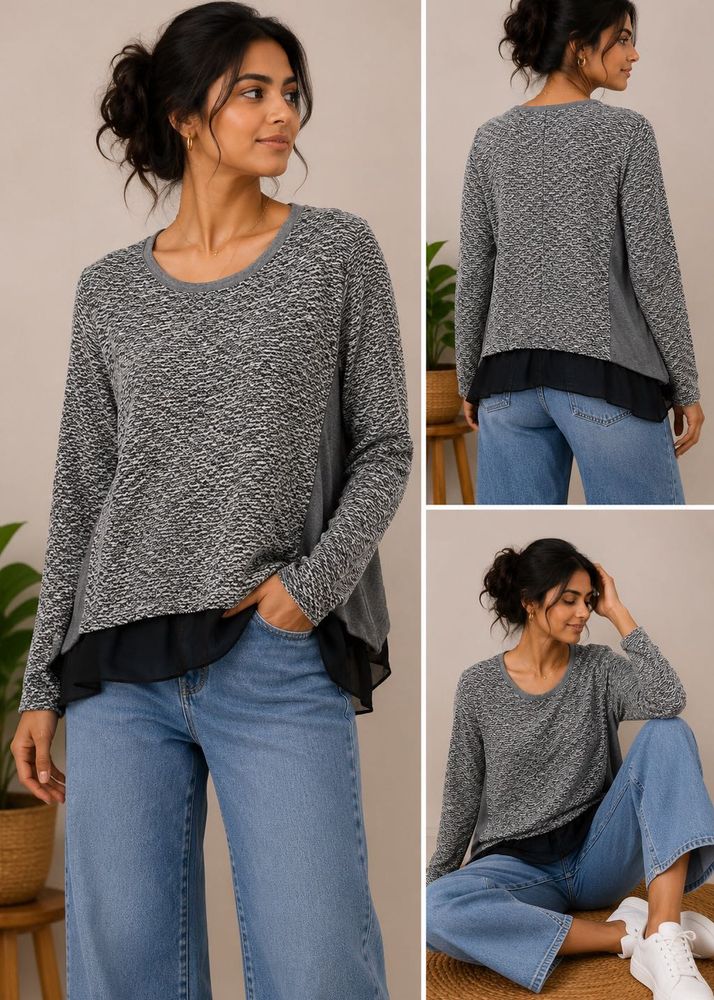 Tania Kay Chic Textured Tunic with Sheer Hem