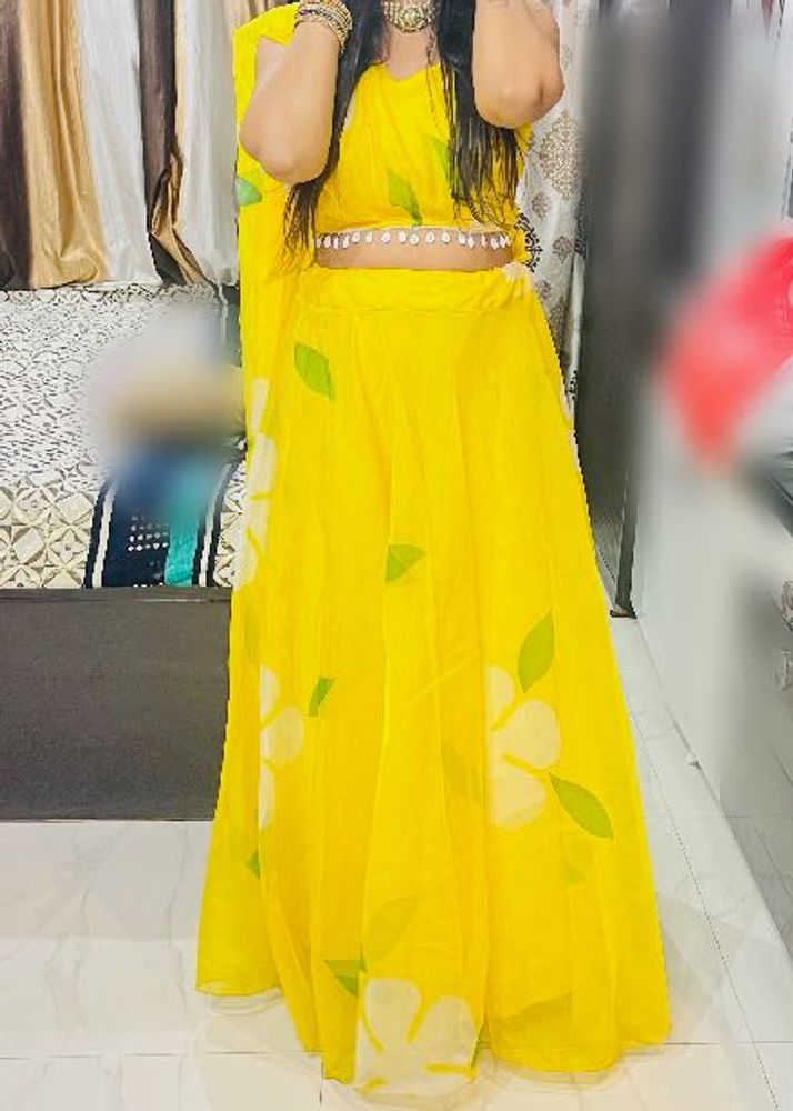 Vibrant Yellow Floral Lehenga Choli