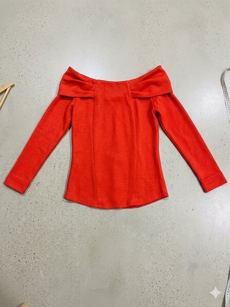 Vibrant Orange Off-Shoulder Top
