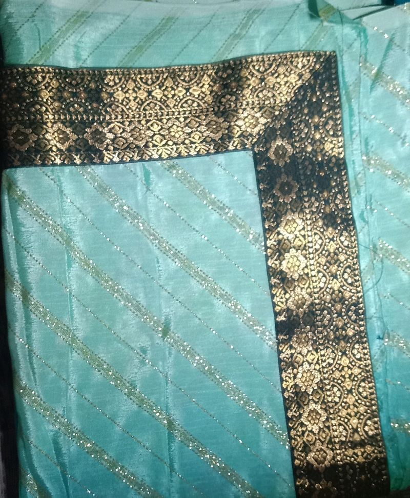 Brand New &amp; Unused Sky Blue Party Wear Saree But Without Tag.                                                       "Final Price"