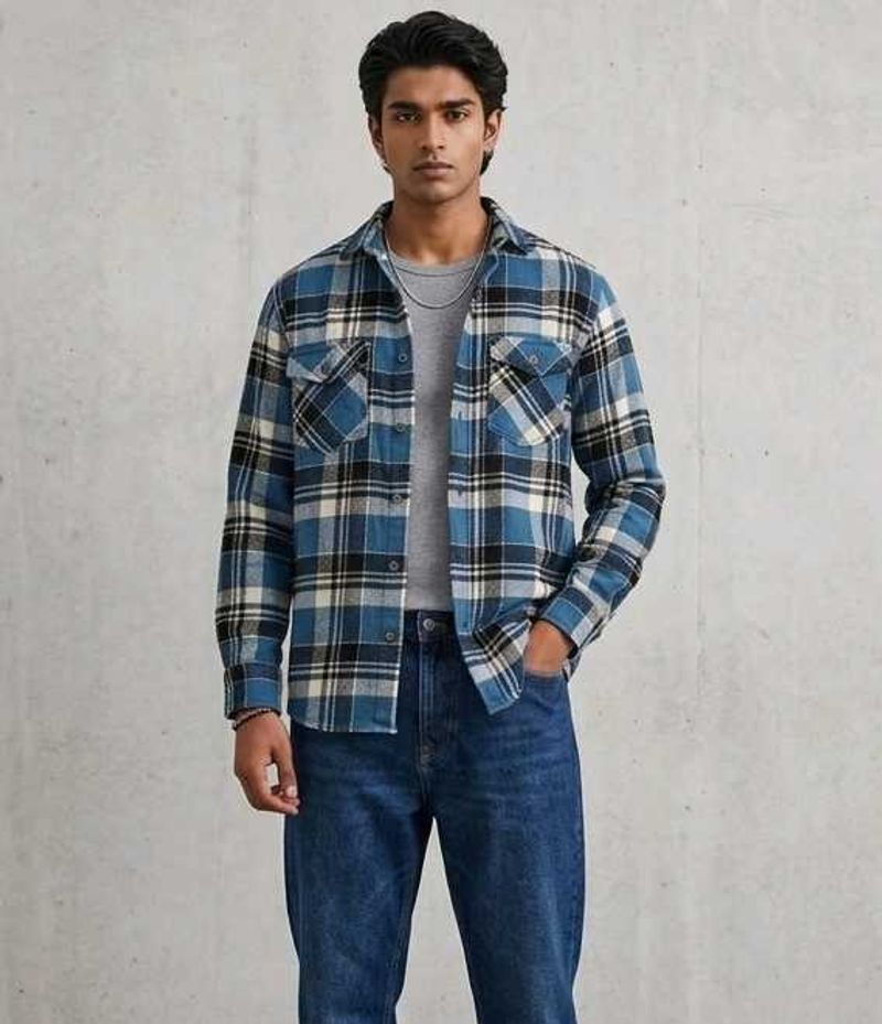 Zara Blue Flannel Shirt