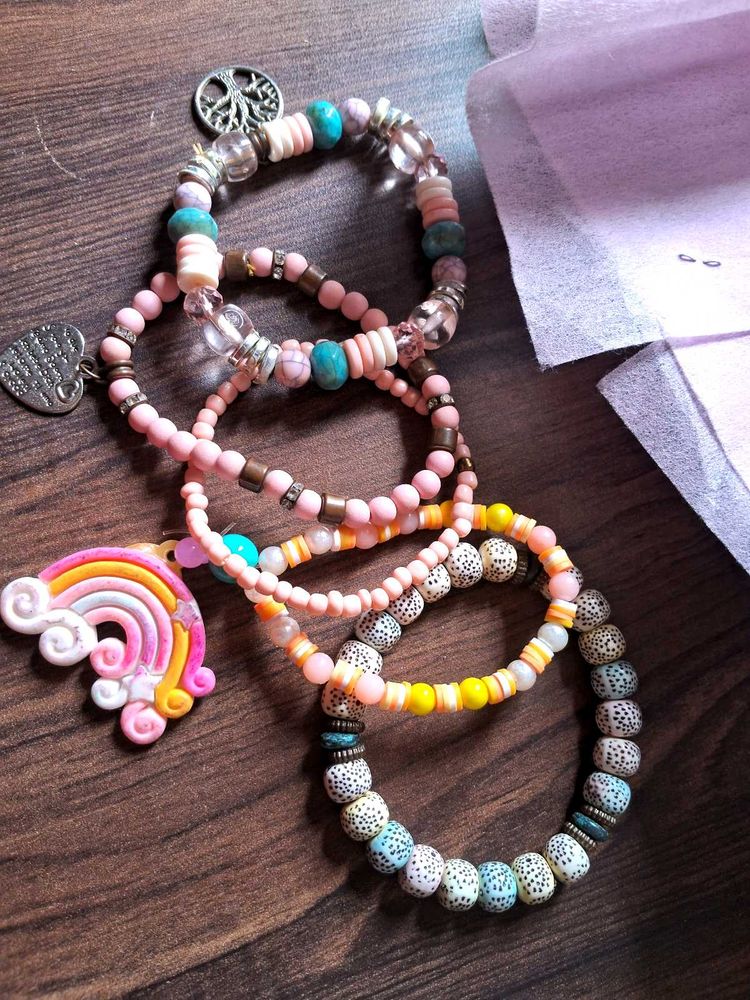 🌈Rainbow Dreams &amp;Pastel Bead Bracelets(SET-5)🌈🔥