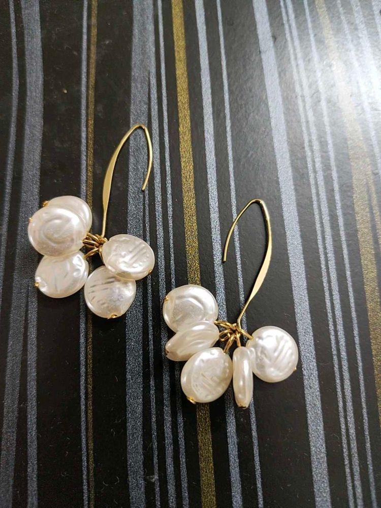 Faux Pearl Cluster Drop Earrings
