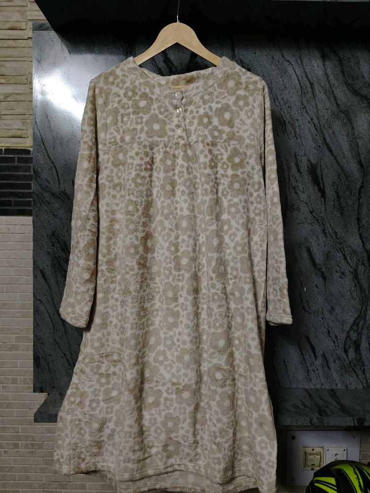Beige Floral Print Kurta