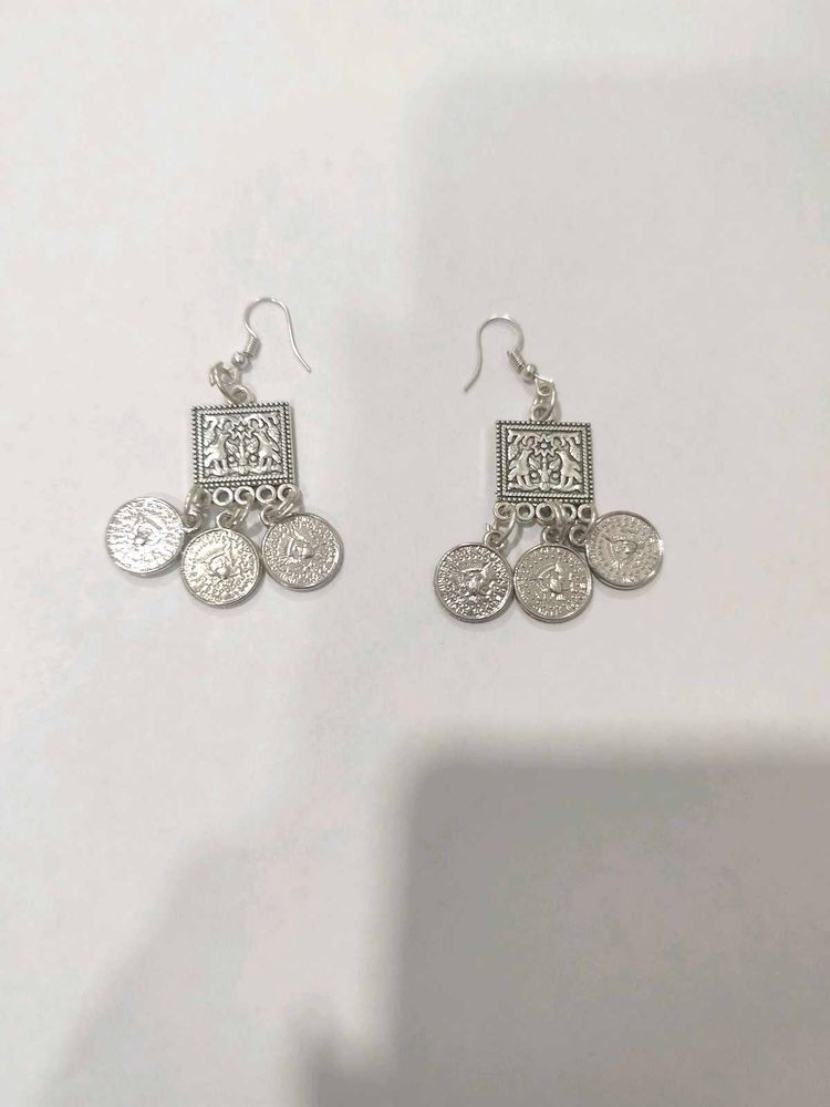 Bohemian silver drop earrings