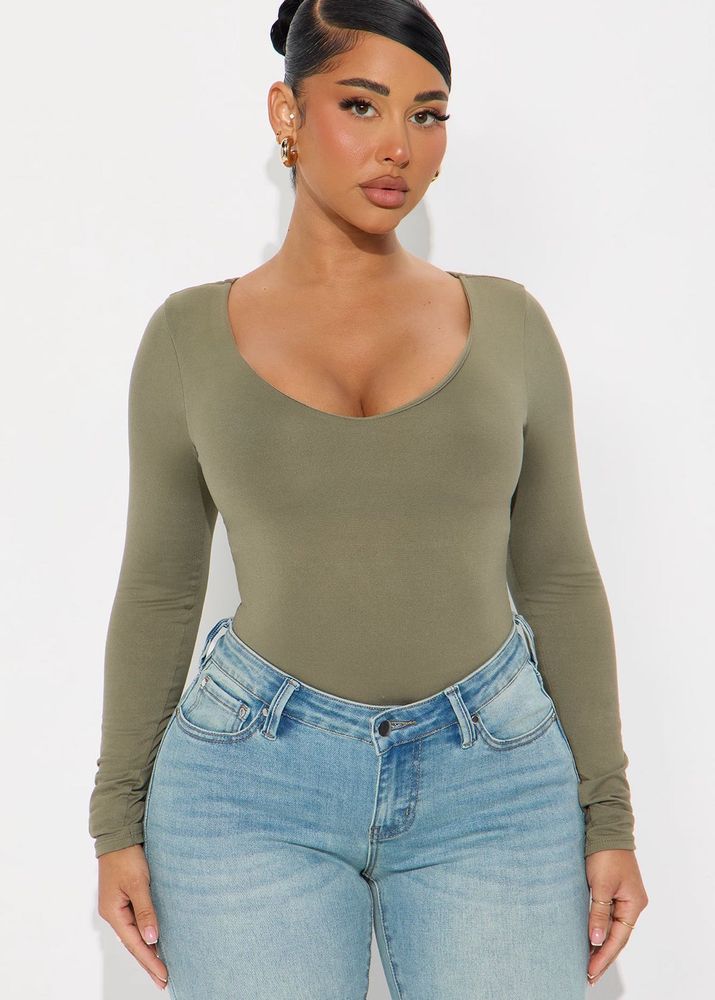 Olive green bodysuit for women