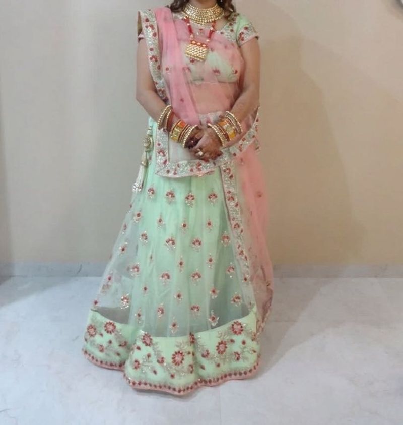 Elegant Mint Green Lehenga Choli Set
