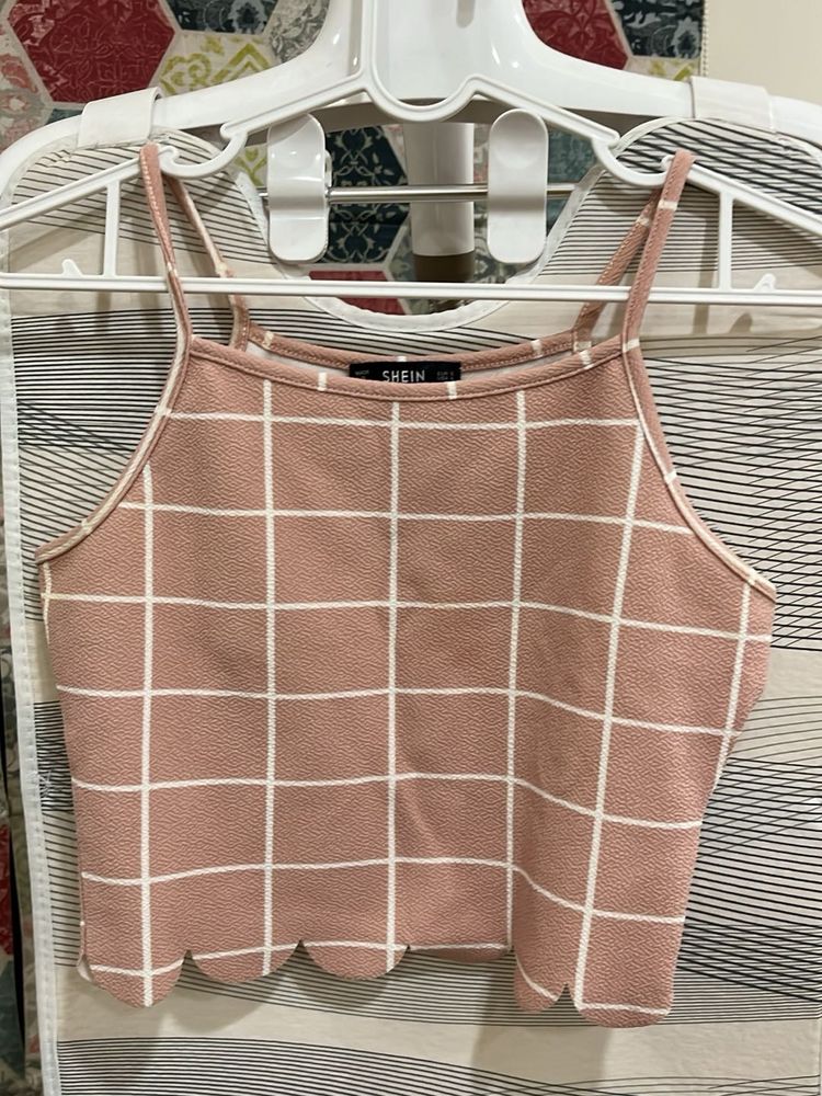 Shein Pink Grid Crop Top size S