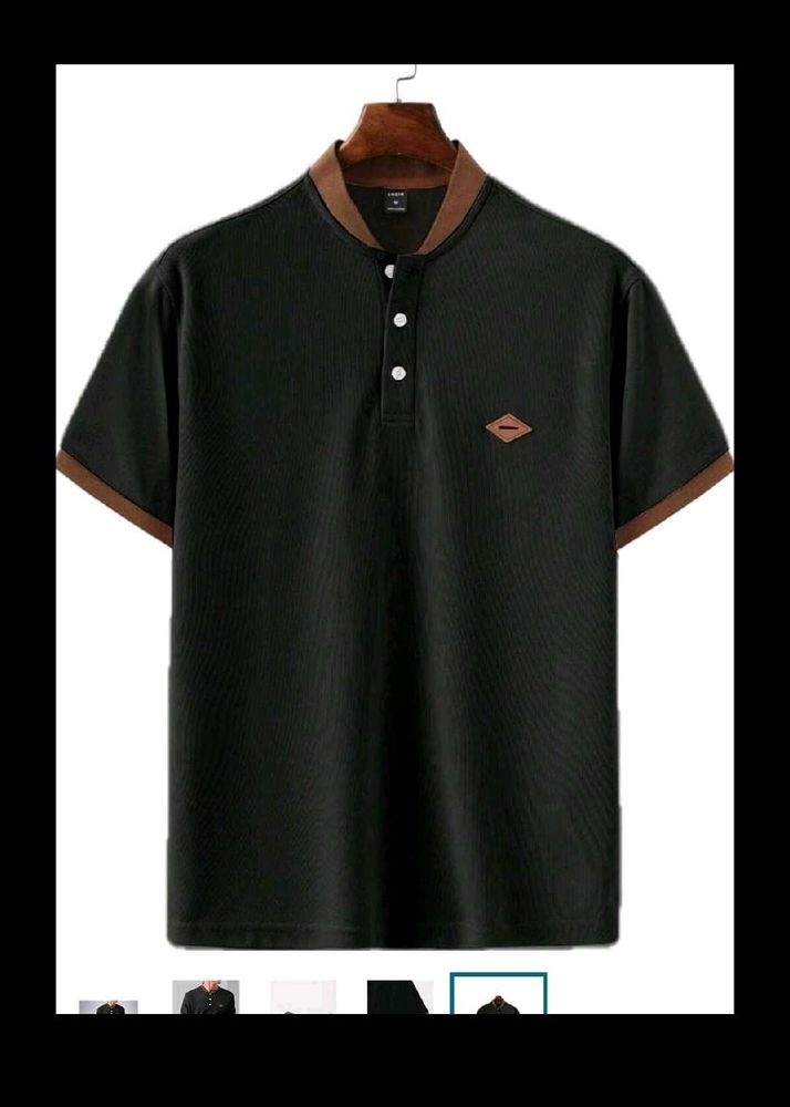 Men's Black &amp; Brown Polo Shirt