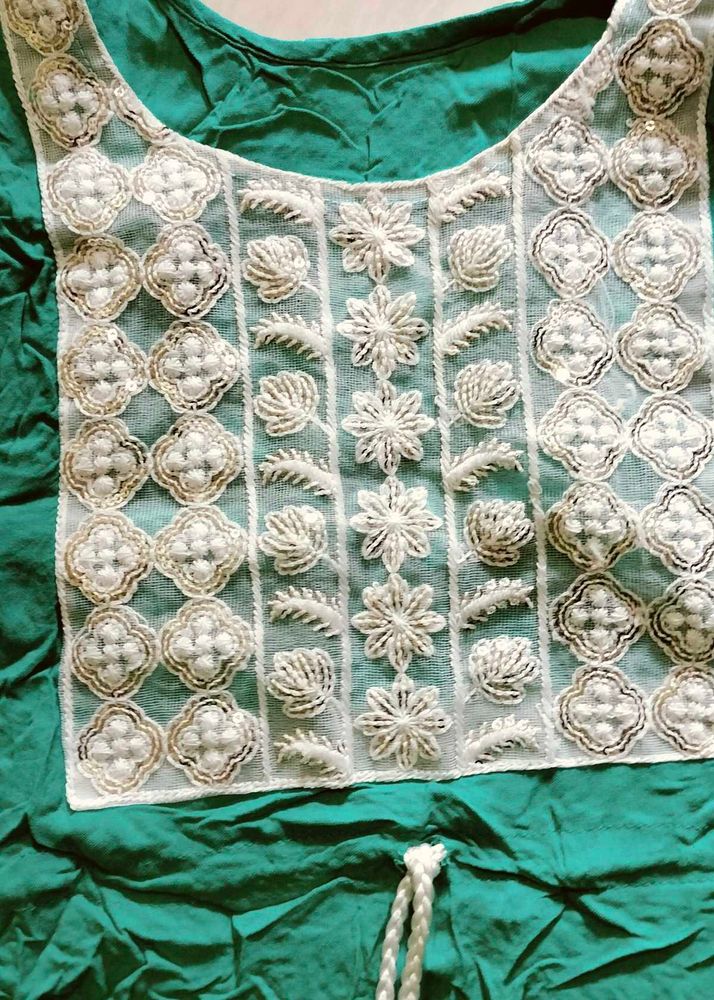 Embroidered Teal Kurta