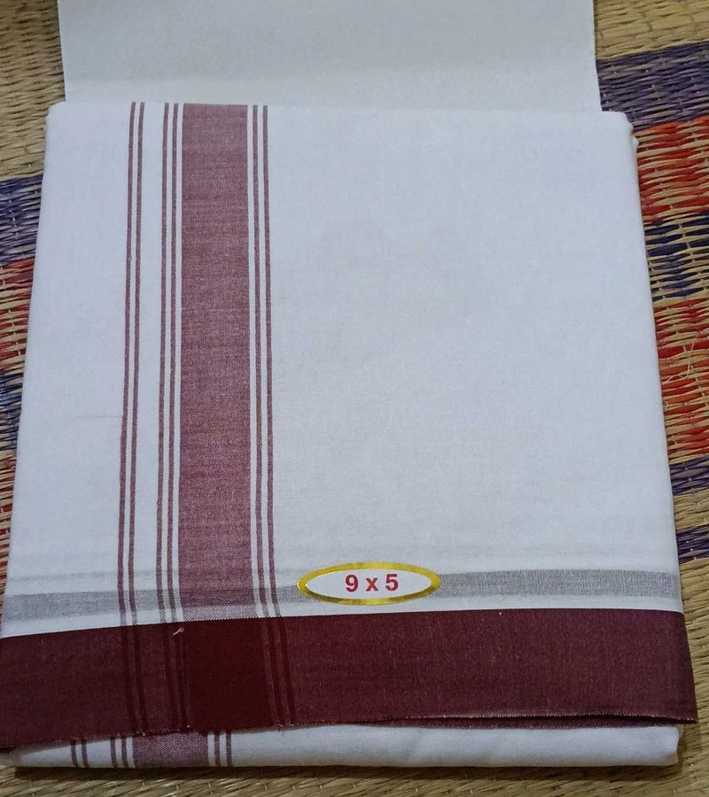 Brand New Maroon Border Dhoti