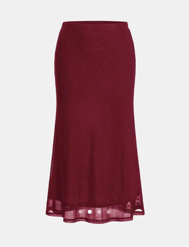 Elegant Burgundy Midi Skirt