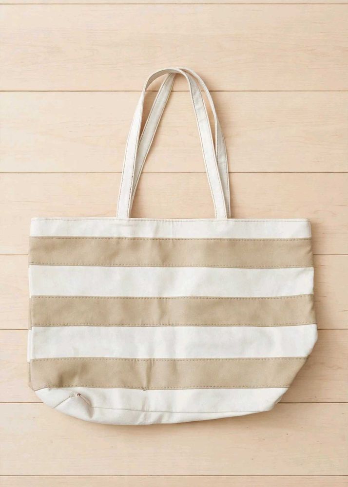 Striped Canvas Tote Bag
