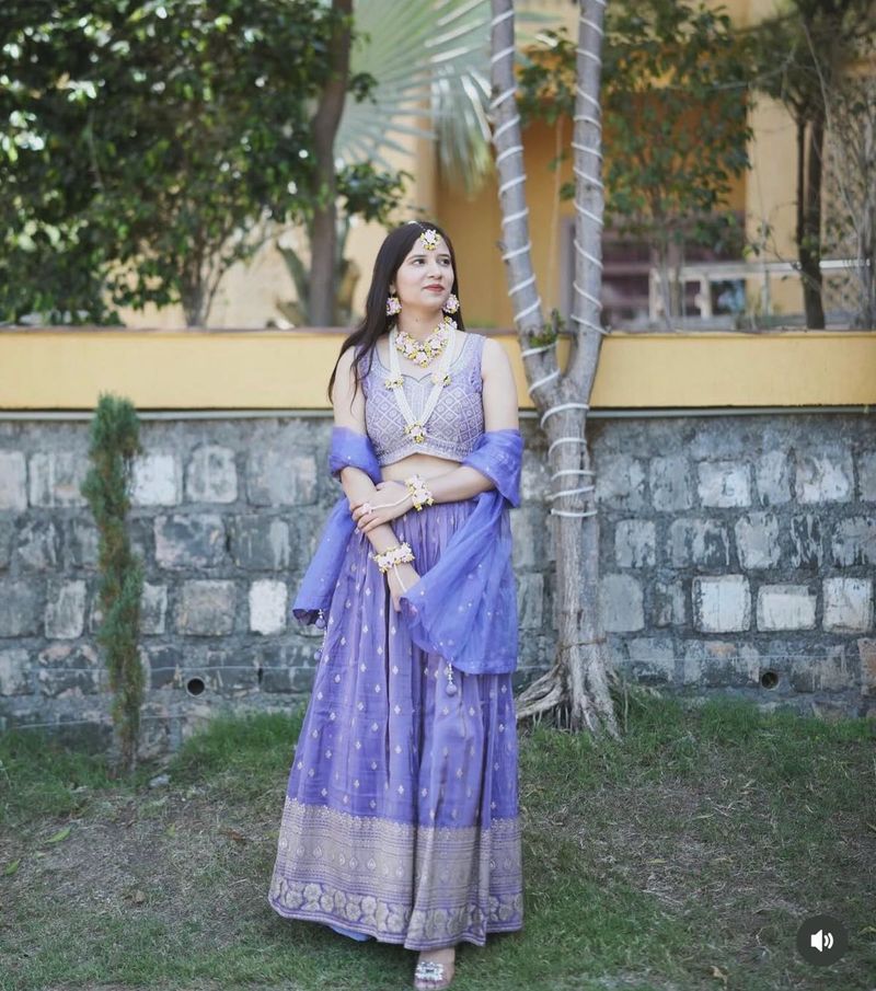 sequinned lavender lehenga