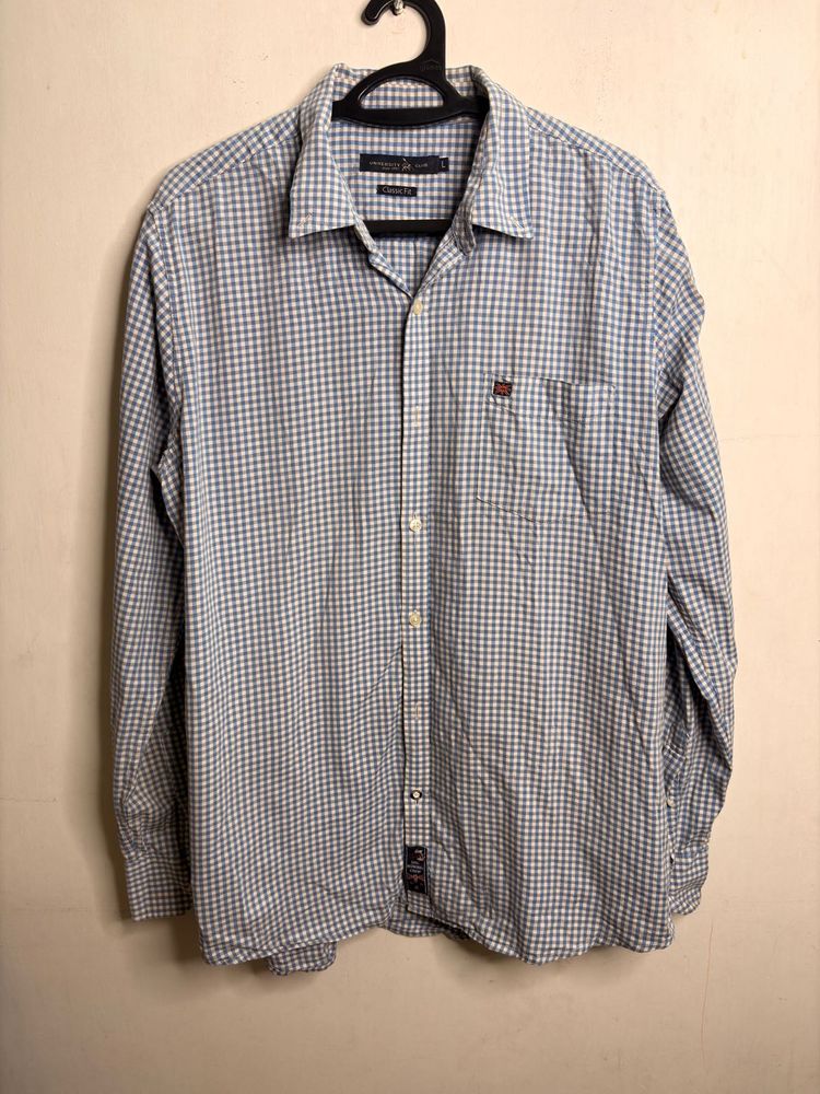 Men's Blue Checkered Casual Shirt