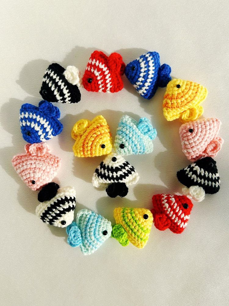 Handmade Crochet Fish Charms - Set of 15