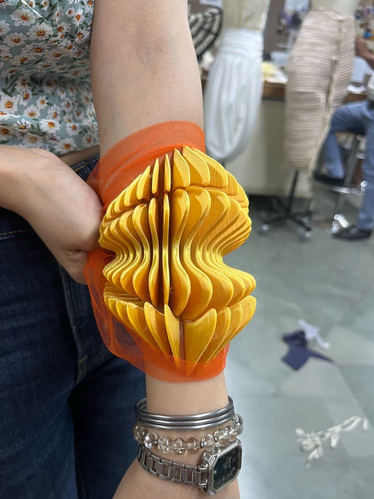 Unique 3D Printed Orange Tulle Bracelet
