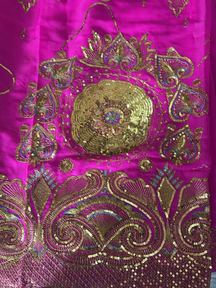 Vibrant Pink Sequined saree